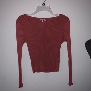 Burnt orange/ red ribbed long sleeve crop top.
